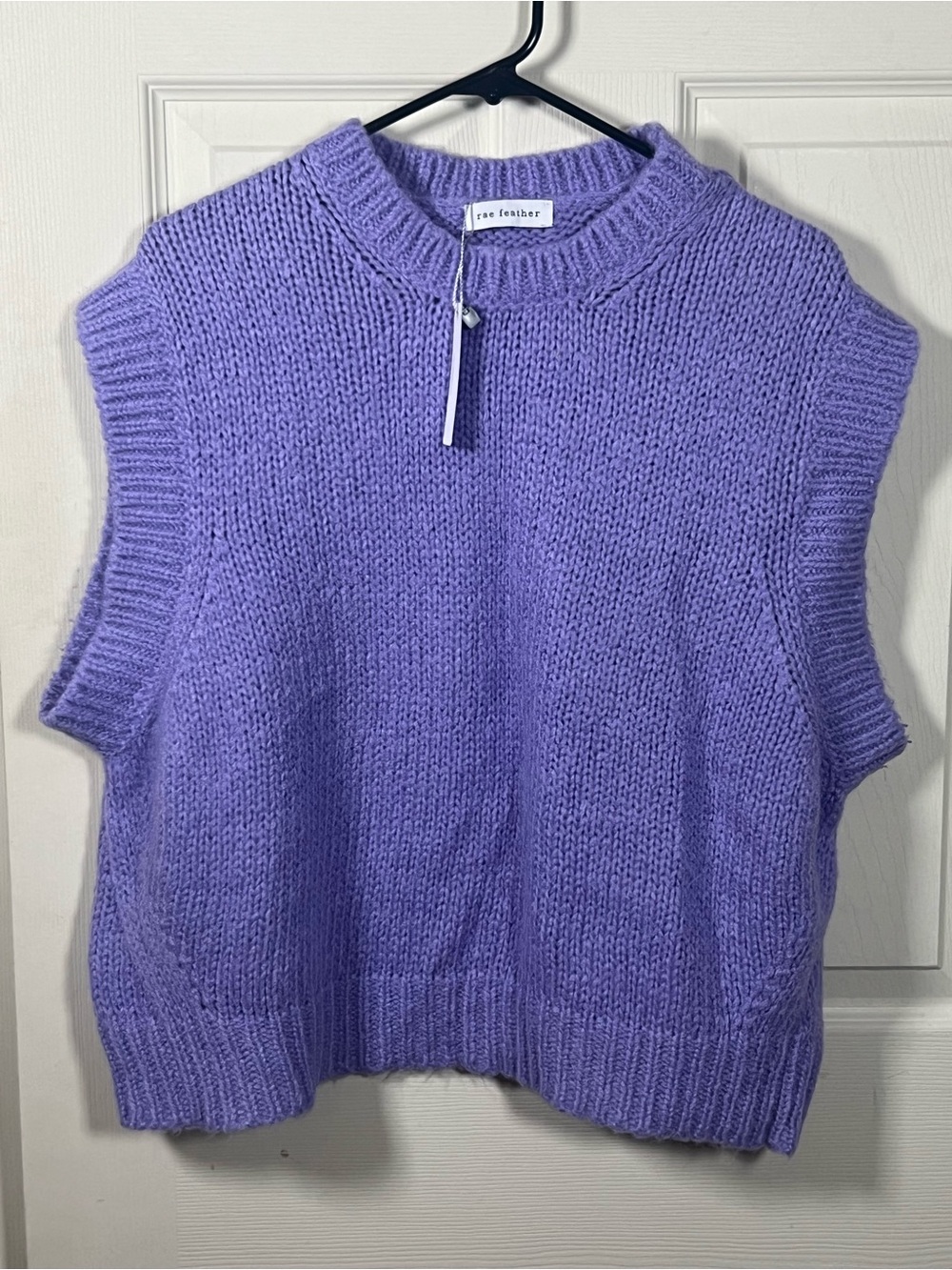 Rae Feather Alpaca Blend Chunky Knit Sweater Vest Lilac Purple NWT - Picture 2 of 5